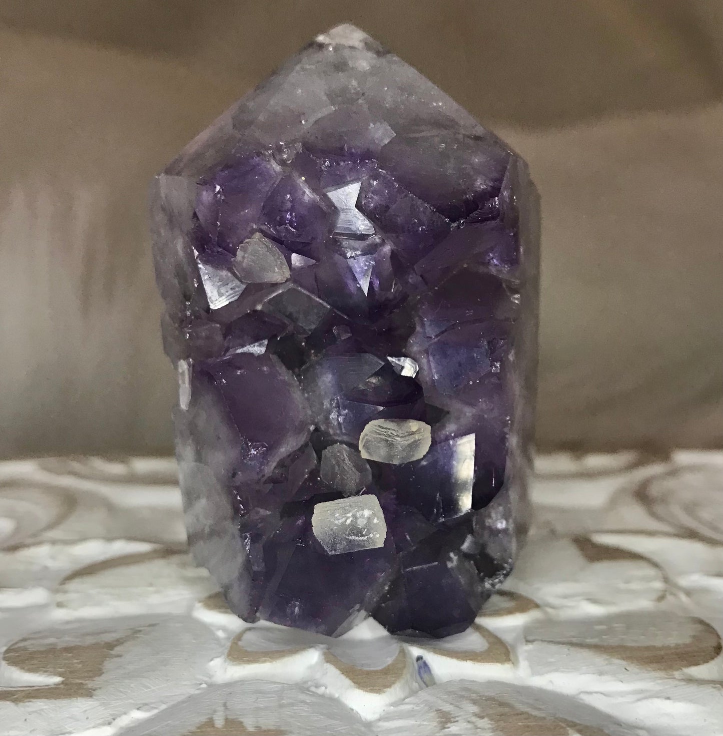 Amethyst Tower With calcite inclusions