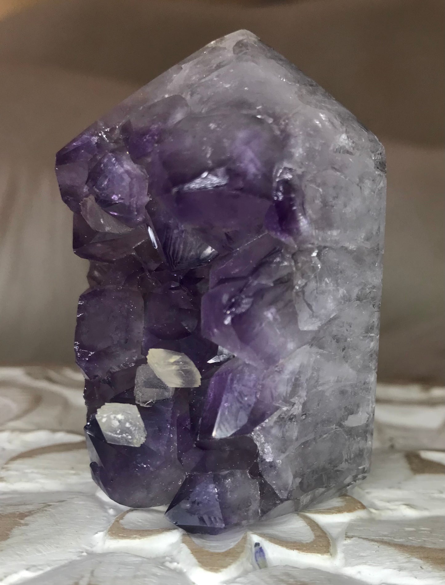 Amethyst Tower With calcite inclusions