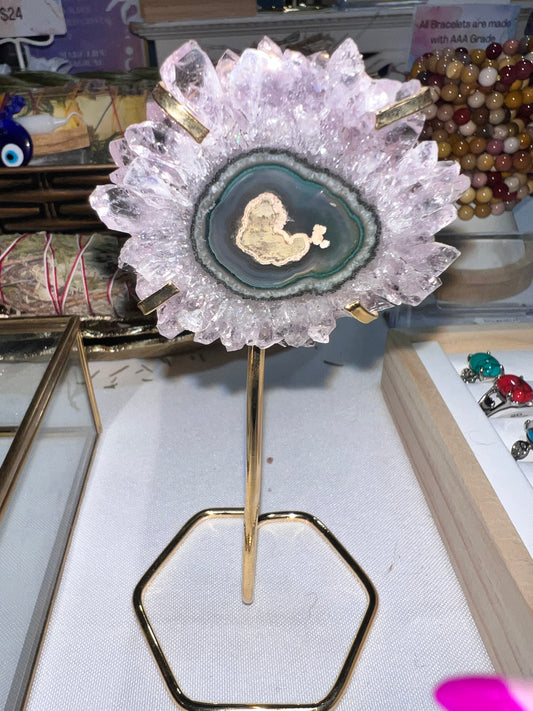 Amethyst stalactite on stand