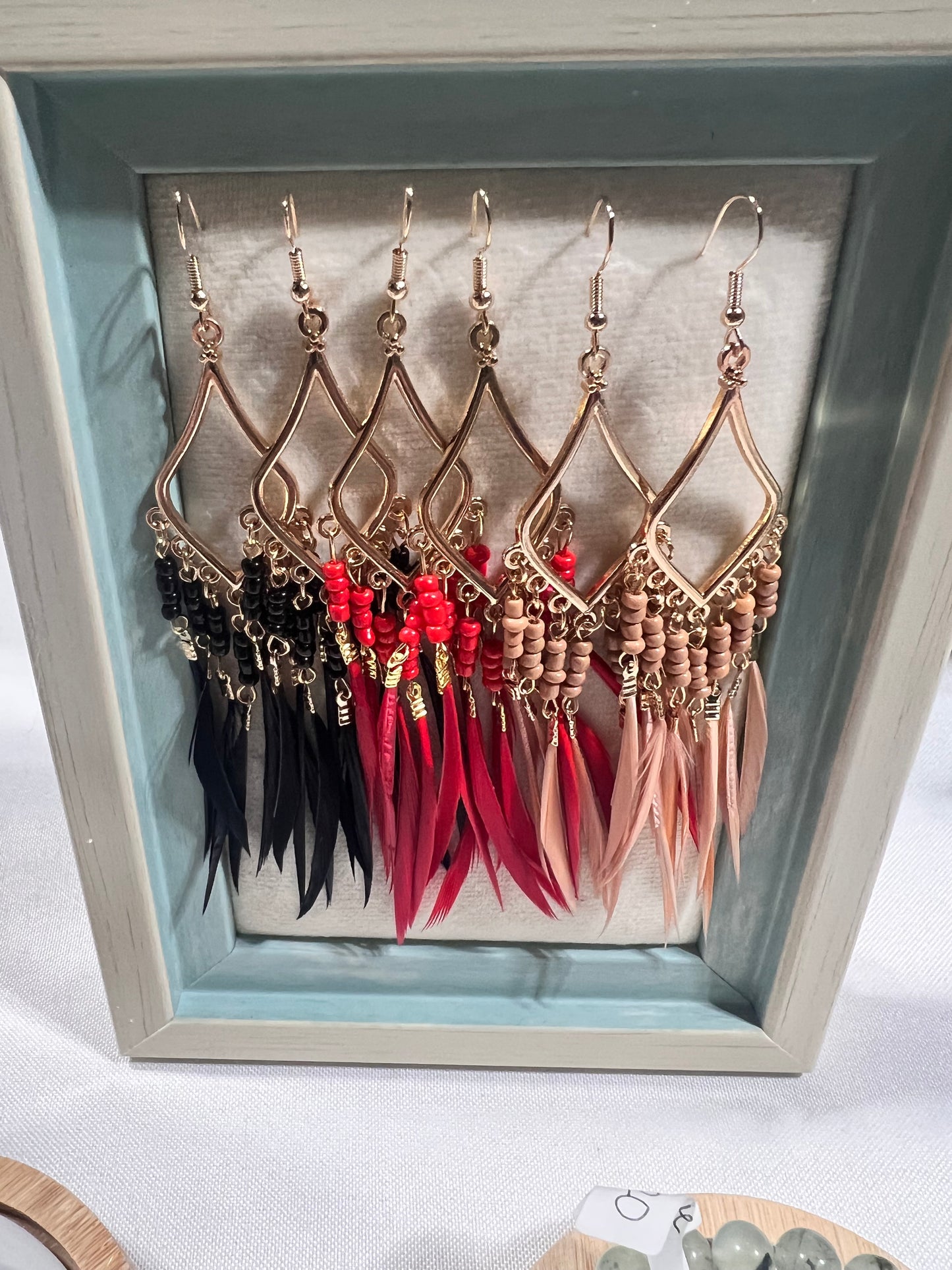 Beaded feather earrings